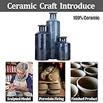 Blue Ceramic Vases Set - 3 Blue Small Vase, Farmhouse Country Blue Vases Home Decor, Living Room Decoration, Table Decoration, Fireplace Decor, and Entrance Decoration Centerpieces - Image 3