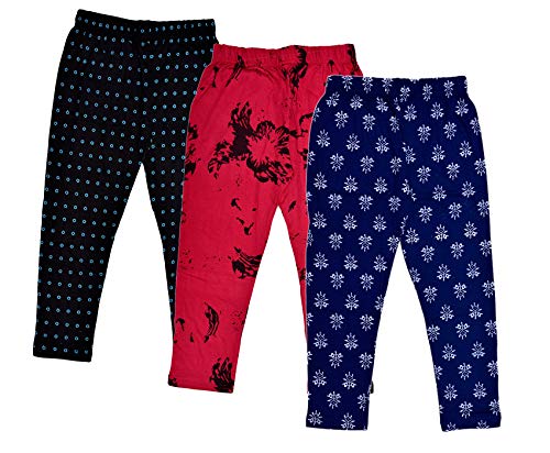 Image of IndiWeaves Girls Regular Fit Cotton Leggings (71800-081012-IW-B-P3-24 Black, Magenta, Blue 4 Years-5 Years)
