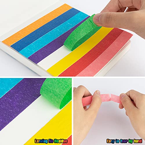 Pqruu Colored Masking Tape Painters Tape Artist Tape Craft Tape 8 Rolls Art Tape Drafting Tape Labeling Tape Colored Tape Rolls Painting Tape Diy Decorative Masking Tape Diameter 2.48Inch Total 131Yd #TOP3