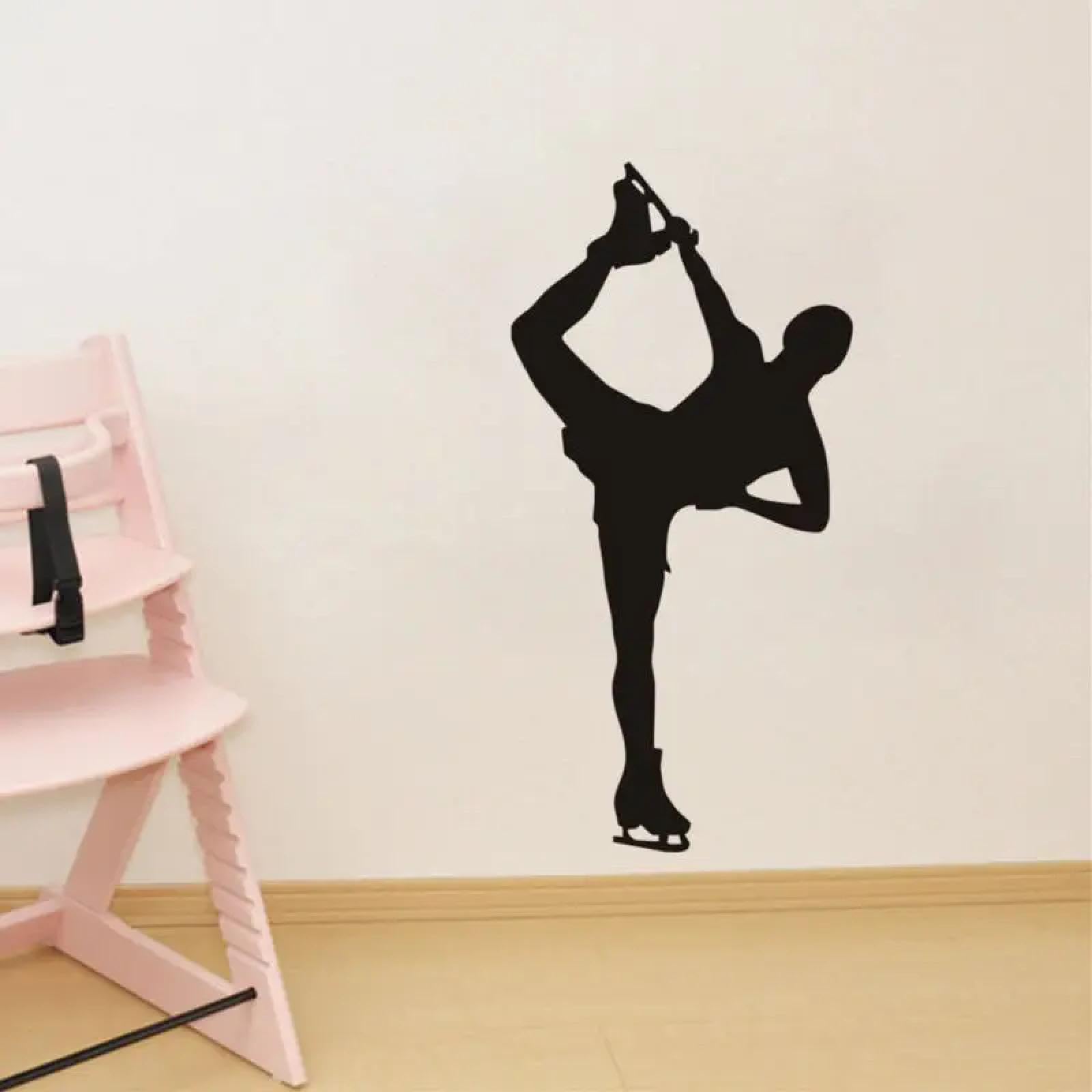 Black/Skating Player Wall Art Sticker Quote: Black Wall Sticker Living Room Gym Sports Mural