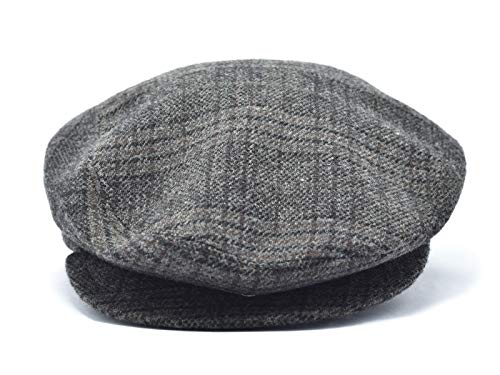 Bonnet d'hiver plat motif Prince de Galles marron en taille L