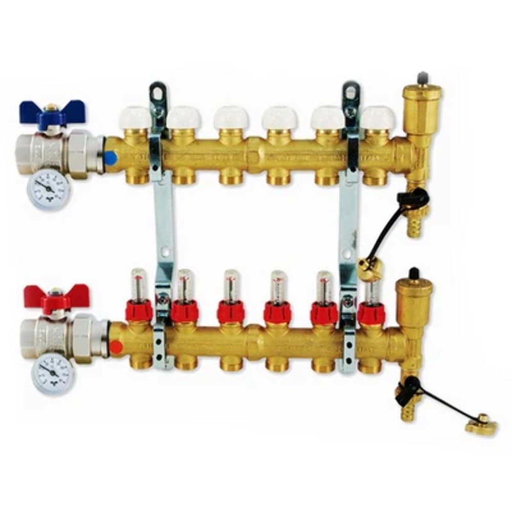 Tiemme 309-T3873-06 Collettore di distribuzione Senza by Pass 6 Vie, Multicolore