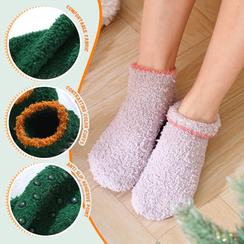 jeuhut Fuzzy Socks for Women 6 Pairs Slipper Socks Winter Soft Hospital Fluffy Socks Gifts for Womens Gifts3
