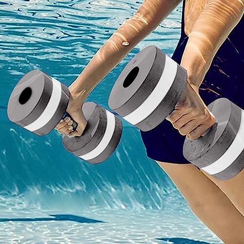 Water Aerobics Dumbbells, 2er-Set Wasserübung Kurzhanteln, Schaumstoff Hanteln für Wassergymnastik Aquafitness Aquajogging, Wasserhanteln Erwachsene Männer Frauen Fitnessgerät (Grau)