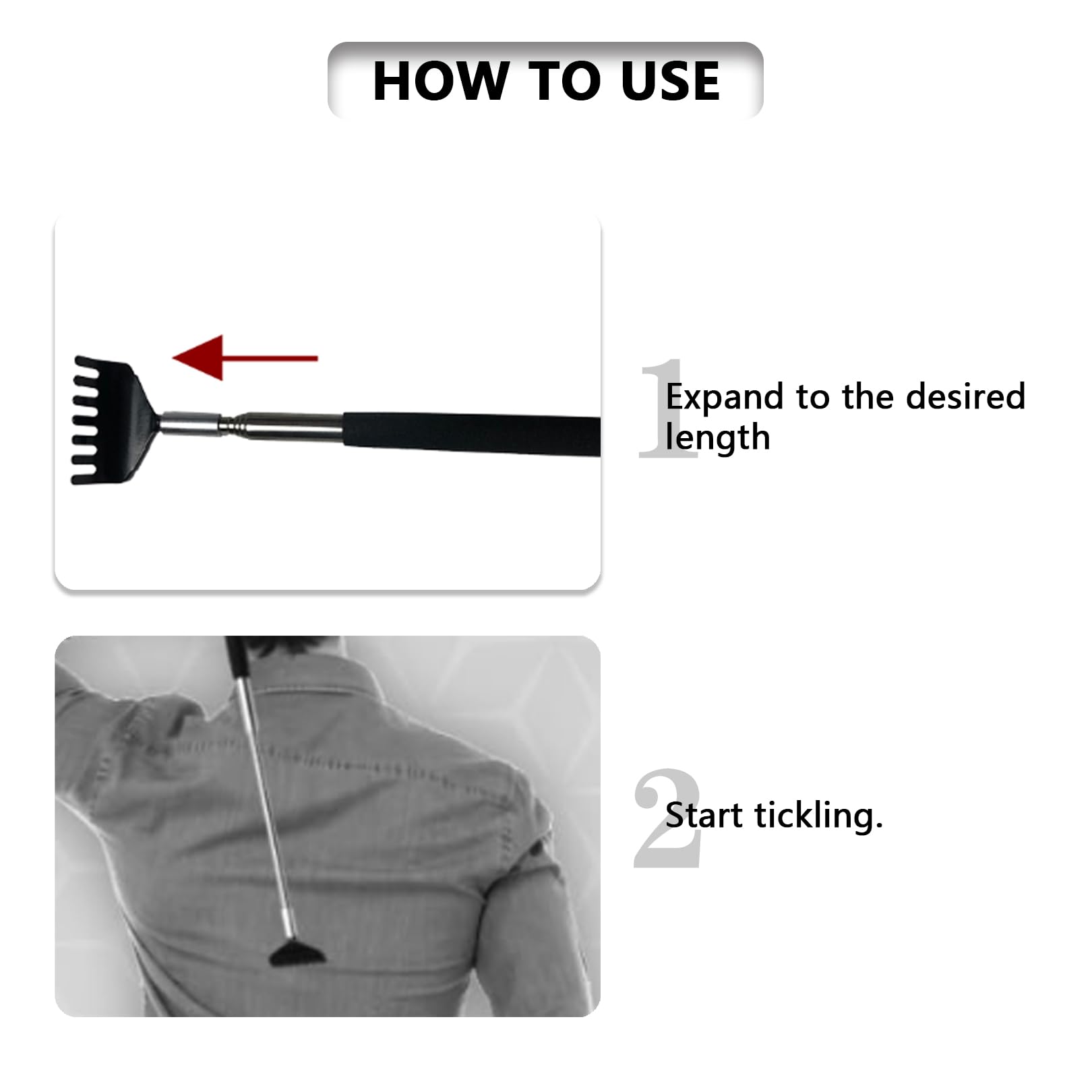 2 sztuki teleskopowych drapaczy do pleców ze stali nierdzewnej, drapanie dłoni dla kojących uczuć drapania - Back Scratcher