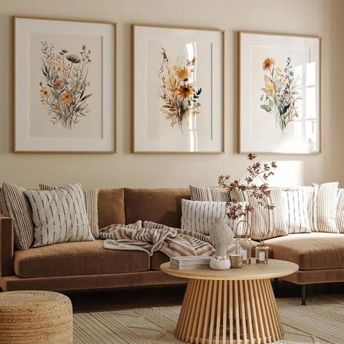 Imprimés colorés de plantes sauvages pour une décoration murale de salon zen