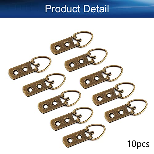 Image of 54mm x 16mm Double Holes D Ring Picture Hangers Hardware Assortment Kit, for Home Decoration Hanging Clock Paintings Artwork Creative Picture Frame Photo Hanging Solutions Bronze Tone 10pcs