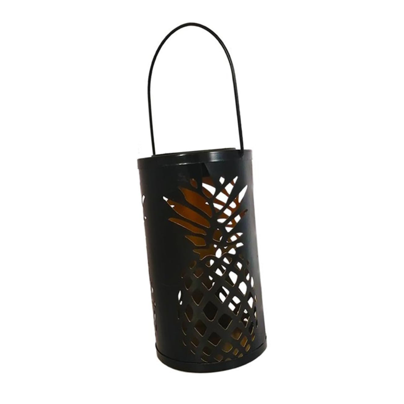 GANAZONO Lampada Solare da Esterno in Ferro Forma di Ananas Lanterna Sospesa per Giardino Cortile Patio Decorazione Elegante con Proiezione Luminescente Alimentata Energia Solare