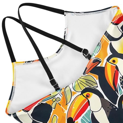 Bird Toucan Tropica Girls One Piece Swimsuit Beach Swimwear 208562864