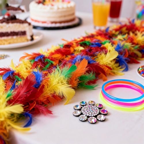 Boa de plumas Dianzan de pavo multicolor y cinta esponjosa suave para vestidos 5