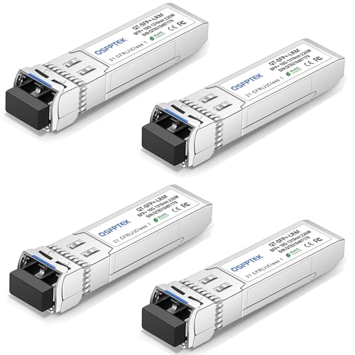 Image of QSFPTEK 10GBASE-LRM SFP Module, SFP+ 1310nm 220M Duplex LC SMF DOM Optical Networking Transceivers, MINI GBIC Compatible SFP-10G-LRM, and Other Open Switch, 4pcs