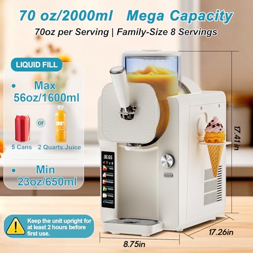 ice cream maker slushie machine for home slushy machine 70 oz margarita machine with 6 preset programs for ice cream smoothie milkshake cocktail frapps 9-level adjustable thickness white