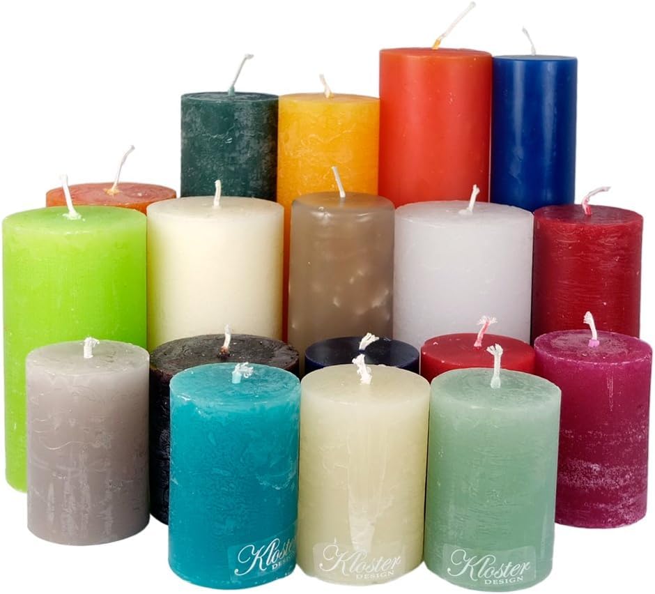 Premium Kerzenset 5 kg durchgefärbte Stumpenkerzen RUSTIK von...