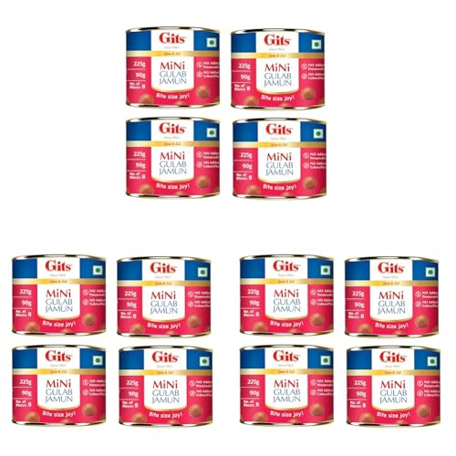 Image of Gits MiNi Gulab Jamun | Open & Eat Tin 225g | 32 Pieces (8 pcs in Each Tin) | Perfect for Quick Sweet Cravings (Pack of 3)