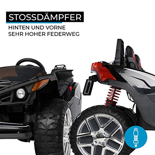 Actionbikes Motors Kinder Elektroauto GT Super Speed JC888 – 4x40 Watt Motor – 2-Sitzer - Eva Reifen – Allrad – Kinderauto (Schwarz) - 5