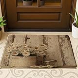 Materiale: lo zerbino è realizzato in lino resistente, può essere utilizzato per un lungo periodo di tempo senza danni, con caratteristiche di assorbimento dell'acqua super veloce e assorbimento della polvere, ma può anche afferrare i peli degli animali, mantenere sempre la porta d'ingresso pulita e ordinata.