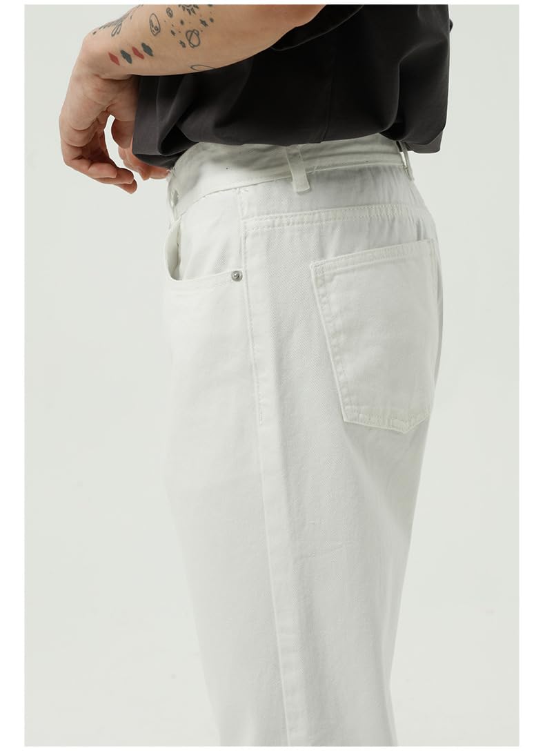 Jeans Pantalon Mode Für Herren Grundweiß Schlichte Jeans Schmal Geschnittene Herrenhose