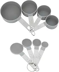 Mimo Style Jogo de Xícaras e Colheres Medidoras 8 Peças. Medidor Feito Em Plástico com Alça de Aço Inoxidável. Seguro e Ideal Para Todos os Tipos de Ingredientes, Tanto Secos Quanto Úmidos, ASA20395