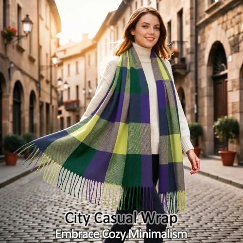 Image of Loritta Winter Scarf for Women, Long Plaid Shawl Wraps Scarves Gifts