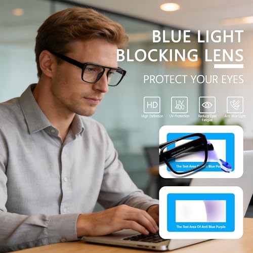 Image of Blue Light Blocking Glasses for Women Men, Square Thick Frame Anti Eyestrain & UV Glare JF6218