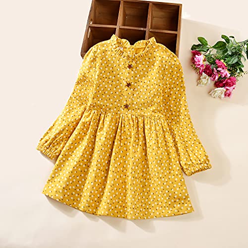 VINUOKER Toddler Girls Cotton Dress Floral Dress for Little Girls midi Dress 2-7years Fall Winter Dress2