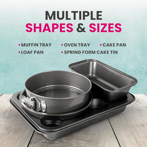 ARIANA HOMEWARE® 5-Piece Bakeware Set Baking Equipment- with Muffin Tray, Oven Tray, Cake Pan, Loaf Pan & Spring Form Cake Tin - Image 4