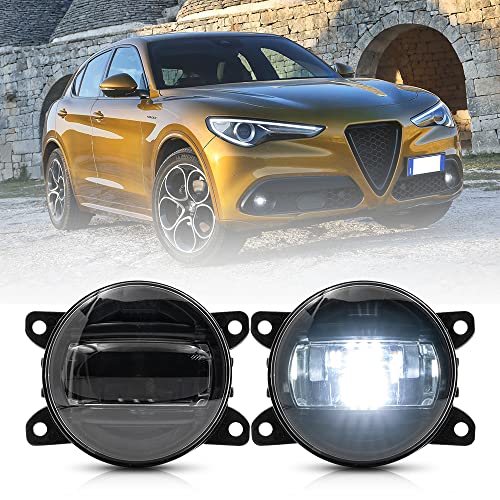 NSLUMO LED antibrouillard pour Alfa Romeo Stelvio 2017.06-up blanc 3.5 pouces LED pare-chocs avant antibrouillard lampe de conduite 2pc noir Len Kit