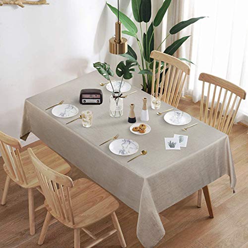 Faux Linen Tablecloth, Wrinkle Free Soft Table Cloth, Flax Linen Tablecloth for Kitchen Dining Room Party Decoration, Tablecloth Rectangle 56 x 84 inch - Thumbnail 2