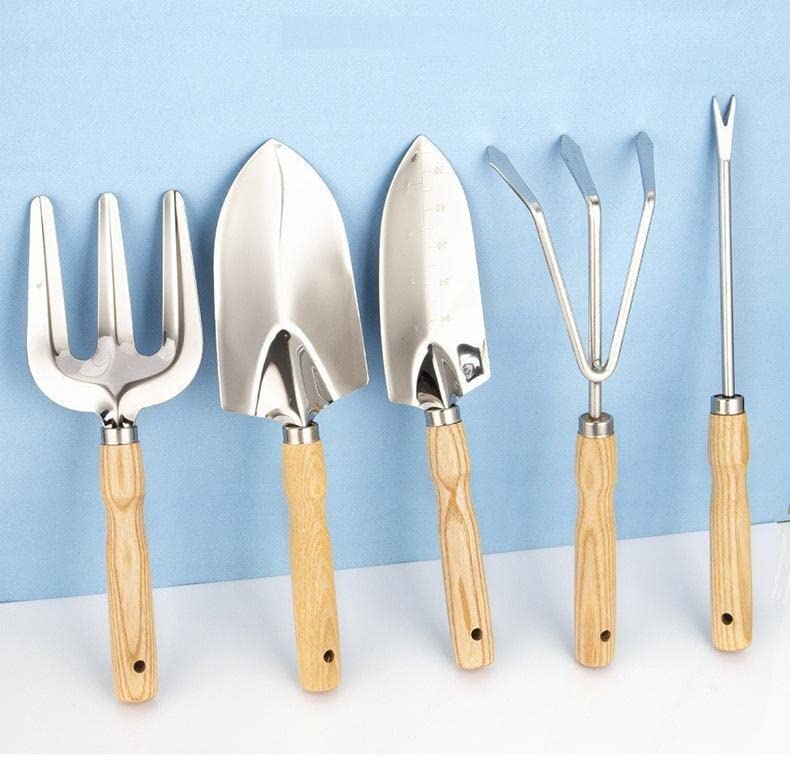 Shopurb 5 Piece Wooden Garden Tool Set | Ideal for Home Lawn Kitchen Gardening Tools Kit | Agriculture & Garden Equipment (B0C1KK8HPR) Amazon Price History, Amazon Price Tracker