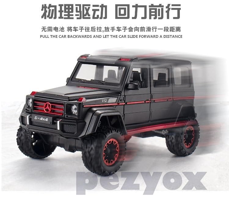 Image of 1 /24 Big Mercedes AMG G500 4X4 Toy Car Metal Pull Back Diecast Car with Openable Door and Sound Light, Gifts Toys for Kids (Black)