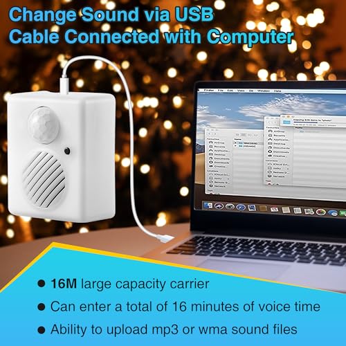 Enhon-Motion-Activated-Sound-Voice-Player-with-USB-Cable-Battery-Powered-Motion-Sensor-Alarm-Download-Your-Own-Audio-Files-about-Christmas-Music-Shop-Security-Reminder-Drive-Out-Animals