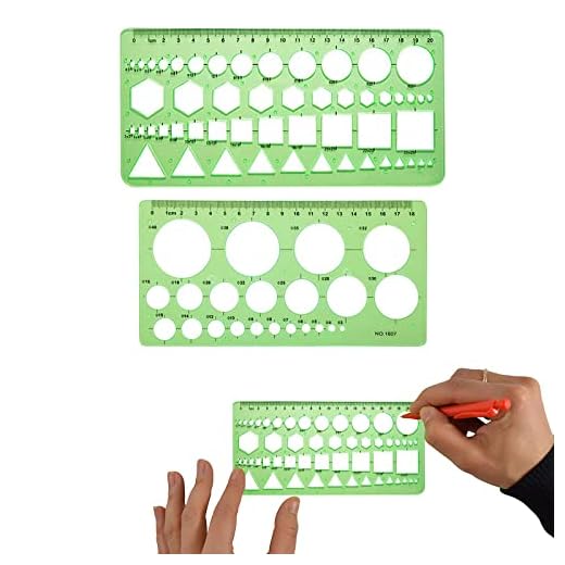 Normographe pour Croquis et Schémas - Plantilla de círculos, triángulos, cuadrados, rectangulares, Hexagone…