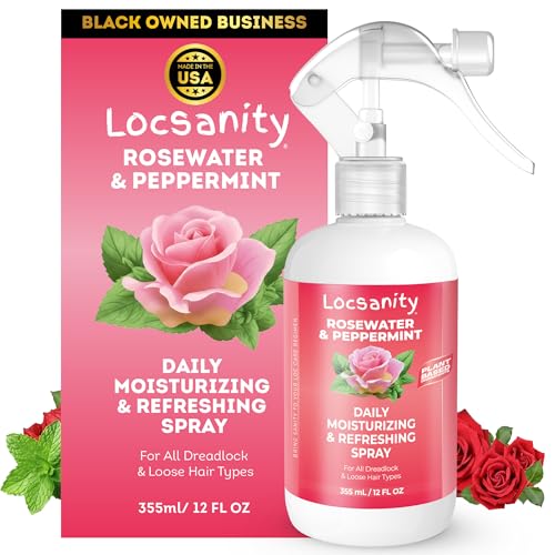 Locsanity Daily Moisturizing Refreshing Spray for Locs, Dreadlocks - Rose Water and Peppermint Hair...