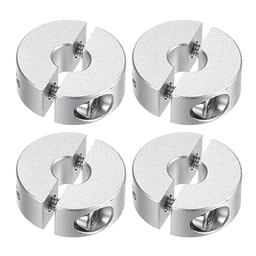 4pcs Double Split Shaft Collar for 6mm Shaft Set Screw Clamp-On Collars, 20mm OD, 8mm Width, for Stoppers, Position, Hold Timing Pulleys, Machine Tools, Industry, Anodization
