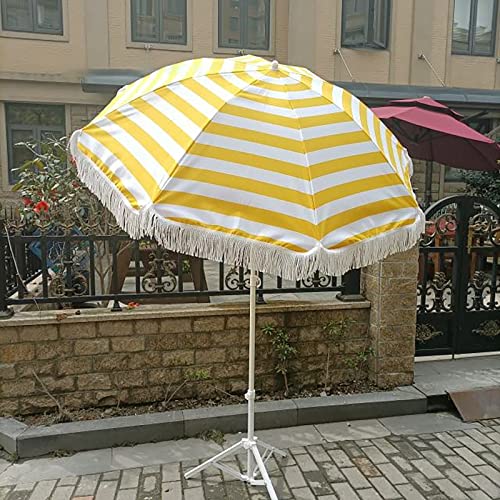 Sombrilla de playa de rayas de 6 pies compacta contra el calor en patios exteriores 7