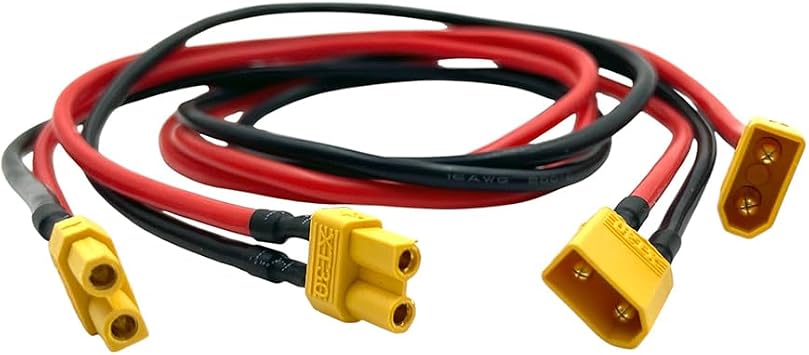 2PCS XT30 Extension Cable Male to Female Poder Cords,1FT 16AWG XT30 Connector AdapterTinned Copper for Drone/FPV/RC Battery30cm