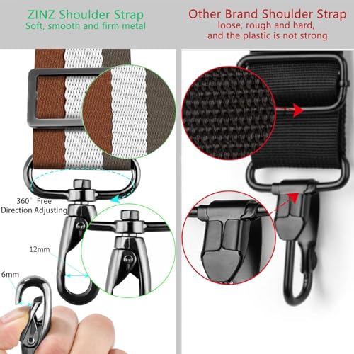 Image of ZINZ Shoulder Strap Universal Bag Strap - 78 inch Ultra-Thick Padded with Dual Balanced Adjustable Buckles for Briefcase, Travel, Sports, Laptop, Crossbody Bag,Stripes-BrWGy