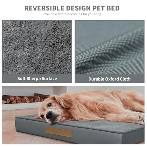 Image of Outdoor Extra Large Dog Bed XXL for Giant Breed Dogs | Egg Crate Orthopedic Foam, Fits 48x30 Crates, TPU Waterproof Layer, Machine Washable 1680D Oxford Cover, Up to 110 lbs
