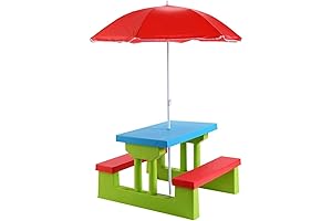 Costzon 3 Pieces Plastic Toddler Picnic Table and Chairs Set
