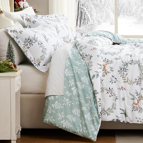 Southshore-Fine-Living-Inc-Christmas-Bedding-Queen-Duvet-CoverFull-Size-Comforter-Cover-with-2-Pillow-Shams-Reversible-Holiday-Bedding-Set-Duvet-Queen-SizeFull-Size-Wreath-Reindeer-Print Southshore Fine Living Inc Christmas Bedding Queen Duvet CoverFull Size Comforter Cover with 2 Pillow Shams Reversible Holiday Bedding Set Duvet Queen SizeFull Size Wreath Reindeer Print