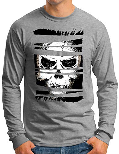 T-shirt à manches longues homme OM3 avec motif de crâne