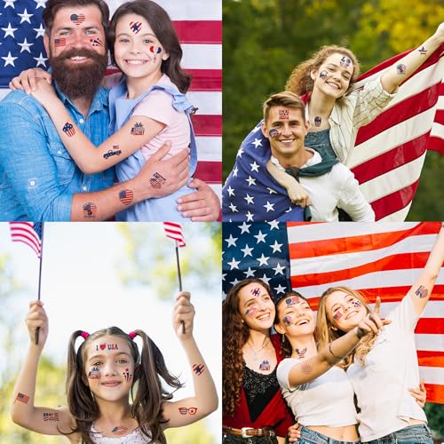 4th of July Outfits for Women - 120 Pack Red White and Blue USA Flag Patriotic Tattoos for - image 3
