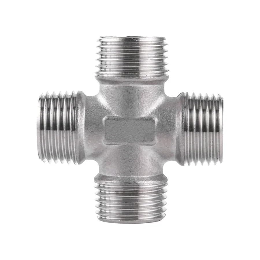 Raccordement inox 304 haut de gamme 4 voies DN8 pour circuits d'huile et gaz