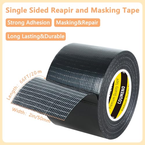 Image of Strong Adhesive Cloth Weather Stripping Tape 2in x 66FT Black - Weather Sealing Strip for Sliding Windows /Doors, Draft Blocker & Insulation, Soundproof Dustproof Waterproof Windproof