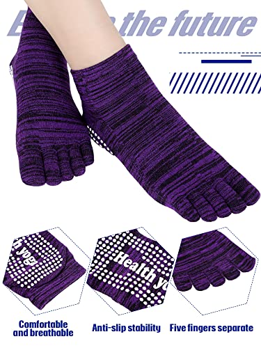 Yoga Socks For Women With Grips 2 Pairs Full Toe Barre Socks Non Slip Sticky Pilates Socks Grip Toe Socks For Dance Ballet #TOP4
