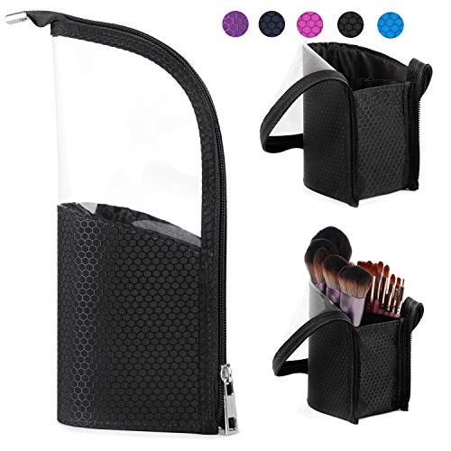Makeup Brush Bag Travel Brushes Case Pouch Organizer Holder Dustproof for Women and Girls (Black)