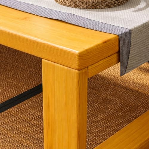 Image of Foldable Japanese Floor Tea Table Minimalist Low Height Wooden Coffee Table Zen Style Solid Wood Living Room Bedroom Hall Garden Table (Teak, 100 x 40 x 30)