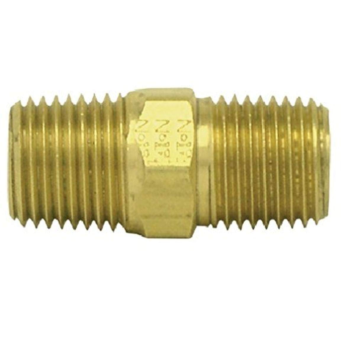 Tectran 122-C Brass Hex Nipple (, 3/8" Pipe Thread, Pack of 10)