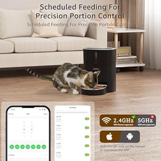 Balimo Distributore Automatico Cibo Gatti, 2.4G WiFi Dispenser Crocchette Gatto, 3L Distributore Automatico Cibo Cani, 10 Pasti al Giorno, Ciotola in Acciaio Inossidabile 304, Adatto Per Cani e Gatti