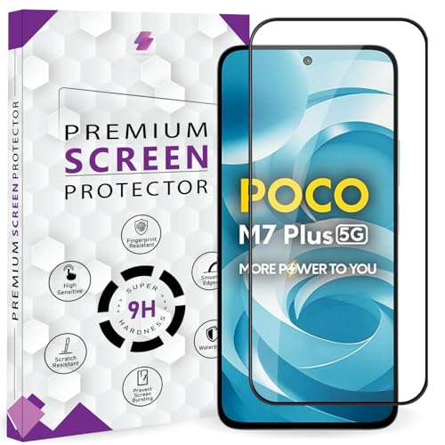Image of Premium Tempered Glass Screen Protector Guard For Poco M7 Plus 5G (6.9 Inch, Pack of 1) | Edge to Edge Coverage With Easy to installation kit